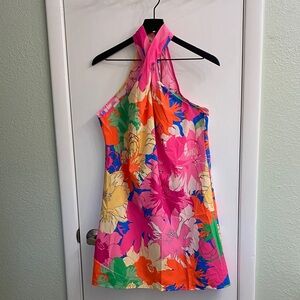 SHEIN Multicolor Floral Halter Mini Dress